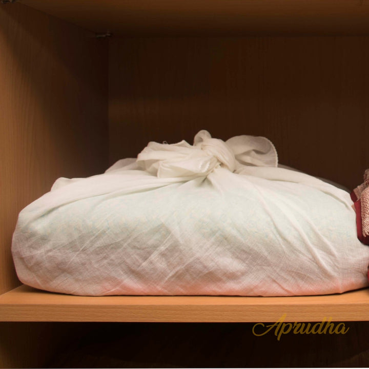 Pure Mulmul Wrap Around For Saree Storage - Pack Of 4 - Aprudha