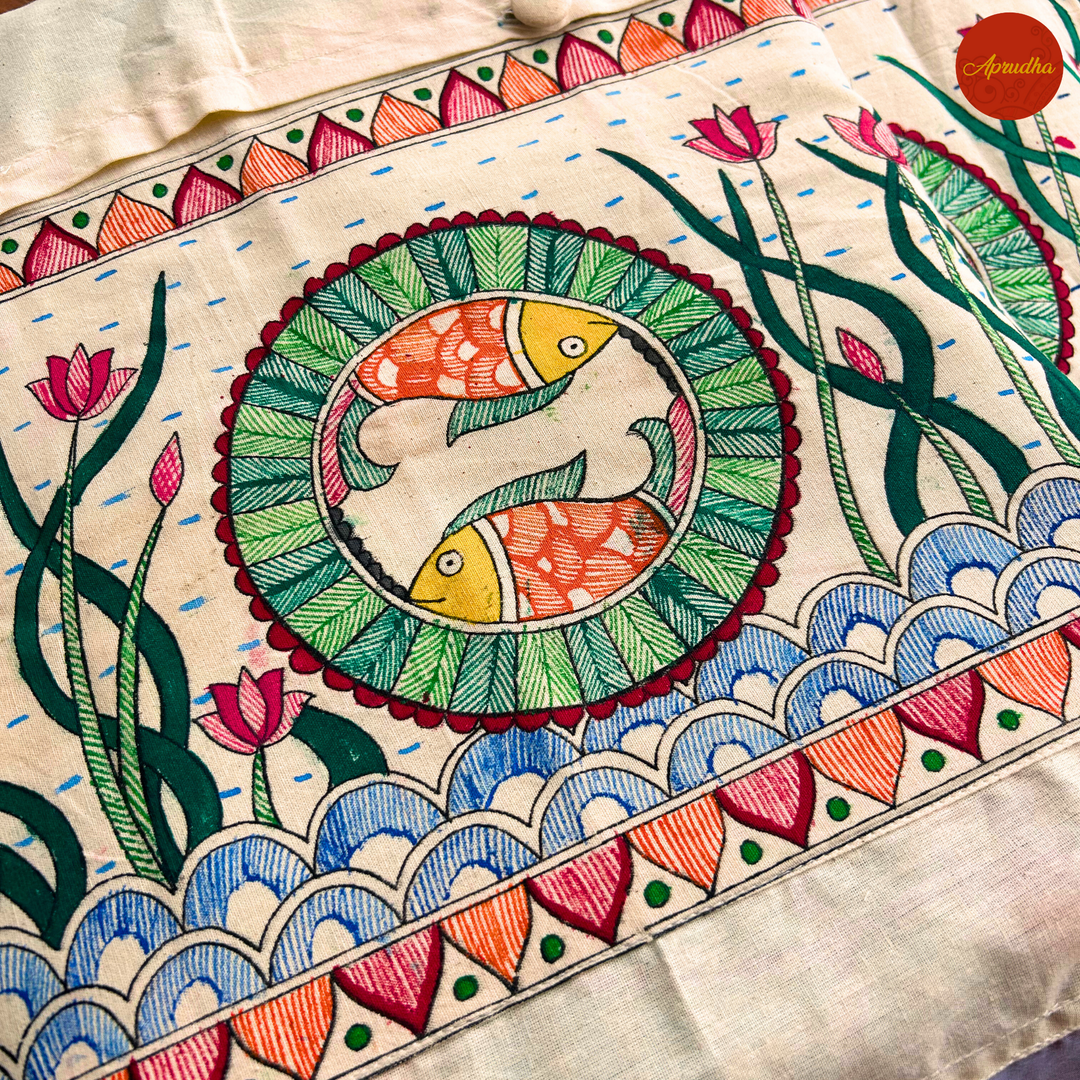 Madhubani Fish Art - Aprudha Saree with Blouse Bags - Pack of 4