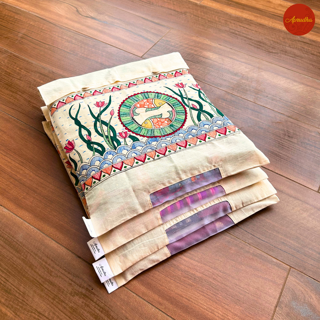 Madhubani Fish Art - Aprudha Saree with Blouse Bags - Pack of 4