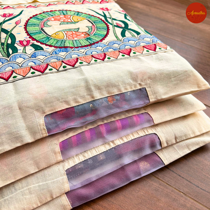 Madhubani Fish Art - Aprudha Saree with Blouse Bags - Pack of 4