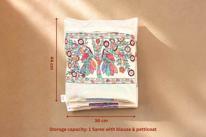 Aprudha Hand-Painted Madhubani Pakshi Saree & Blouse Bag - Pack of 4