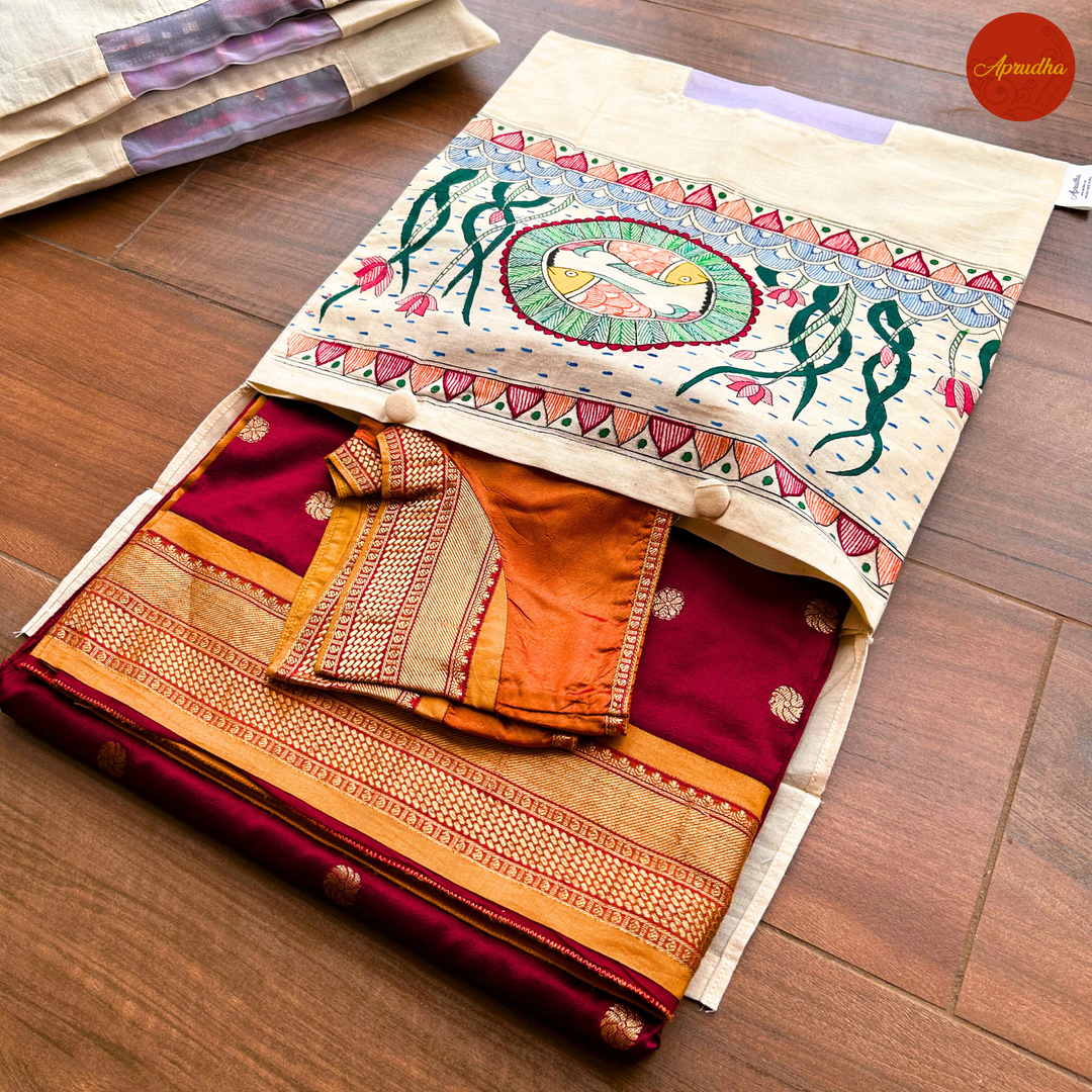 Madhubani Fish Art - Aprudha Saree with Blouse Bags - Pack of 4