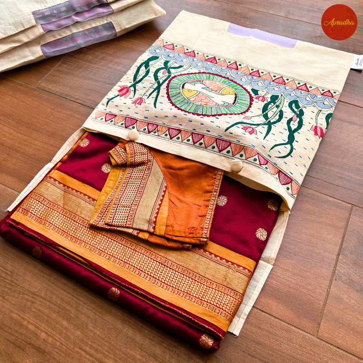 Madhubani Fish Art - Aprudha Saree with Blouse Bags - Pack of 4