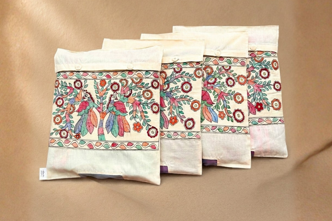 Aprudha Hand-Painted Madhubani Pakshi Saree & Blouse Bag - Pack of 4