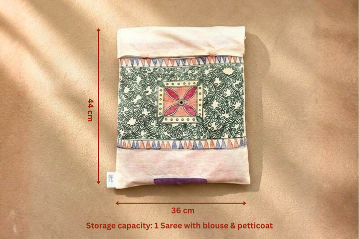 Madhubani Chauka Prakriti art – Aprudha saree bag with blouse bag - Pack of 4