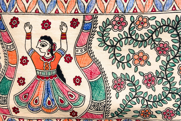 Aprudha Hand-Painted Madhubani Nayika Saree & Blouse Bag - Pack of 4