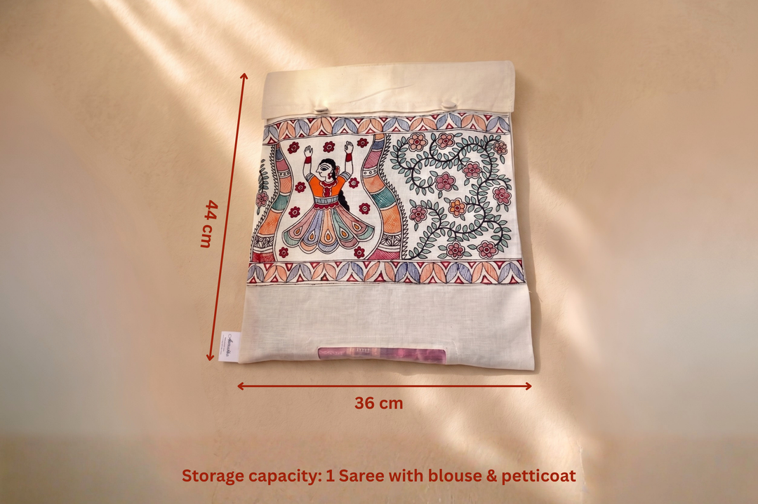 Aprudha Hand-Painted Madhubani Nayika Saree & Blouse Bag - Pack of 4