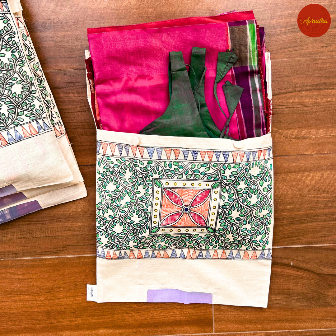 Madhubani Phoolvan Art - Aprudha Saree with Blouse Bags - Pack of 4