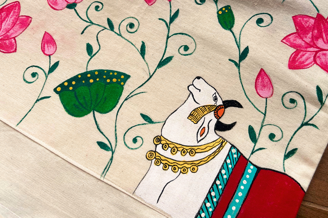 Aprudha Hand-Painted Pichwai art inspired Saree Bag - Pack of 4