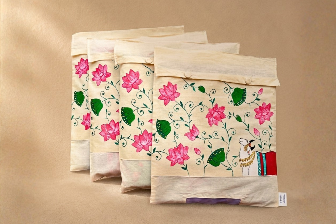 Aprudha Hand-Painted Pichwai art inspired Saree Bag - Pack of 4