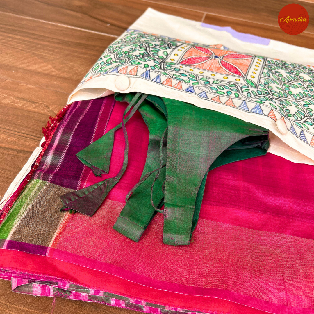 Madhubani Phoolvan Art - Aprudha Saree with Blouse Bags - Pack of 4