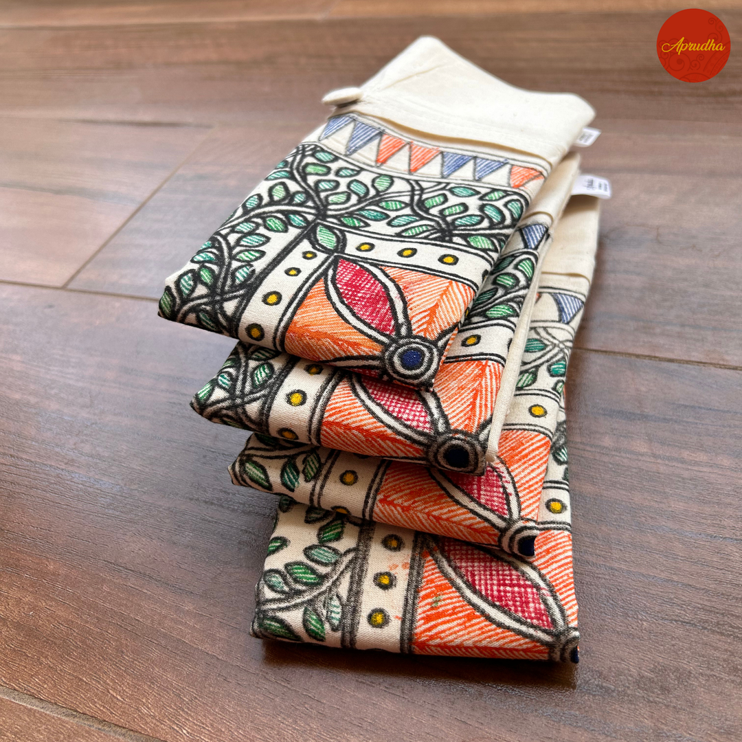 Madhubani Phoolvan Art - Aprudha Saree with Blouse Bags - Pack of 4