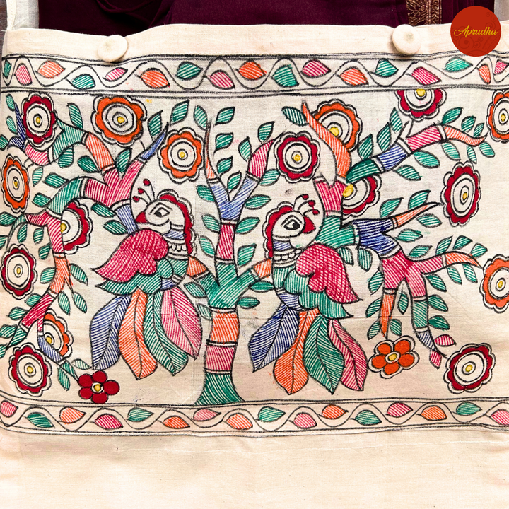 Madhubani Pakshi Art - Aprudha Saree with Blouse Bags - Pack of 4
