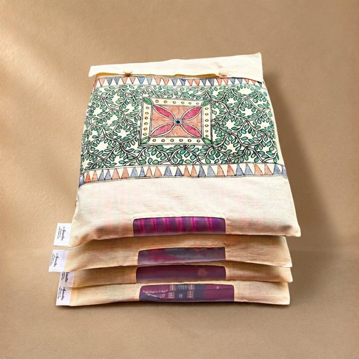 Madhubani Chauka Prakriti art – Aprudha saree bag with blouse bag - Pack of 4