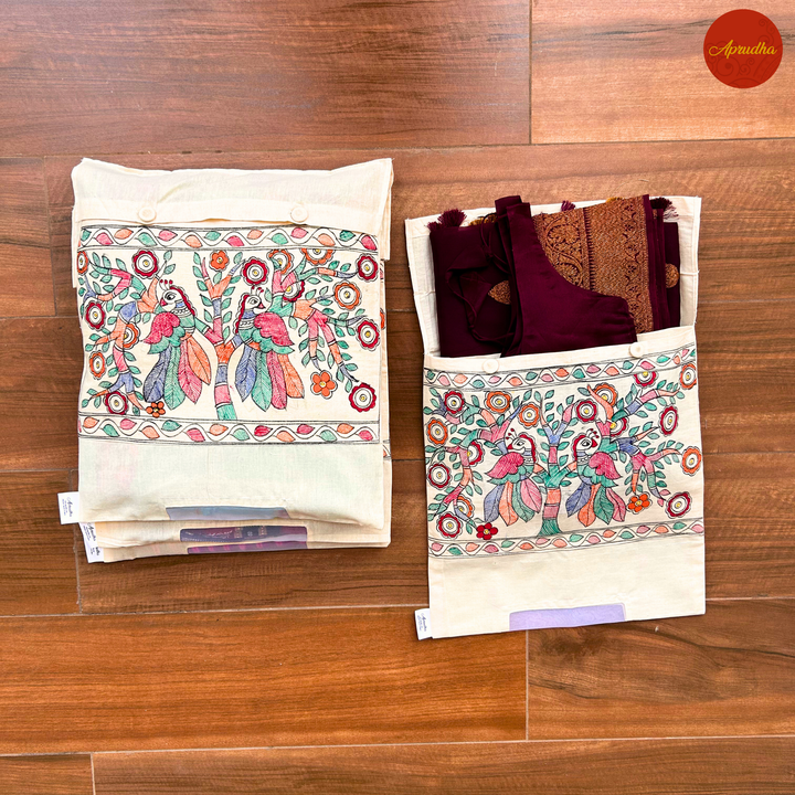 Madhubani Pakshi Art - Aprudha Saree with Blouse Bags - Pack of 4
