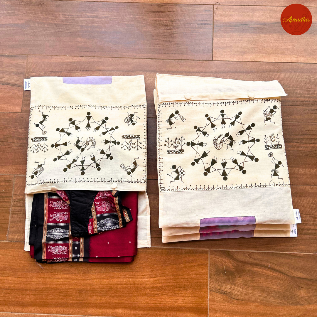 Warli Art - Aprudha Saree with Blouse Bags - Pack of 4