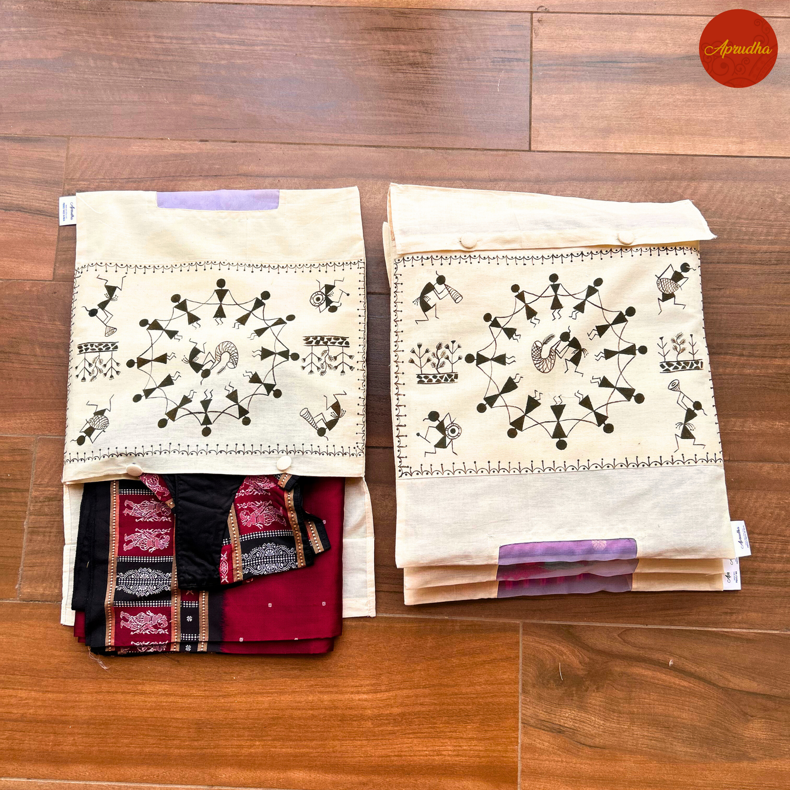 Warli Art - Aprudha Saree with Blouse Bags - Pack of 4