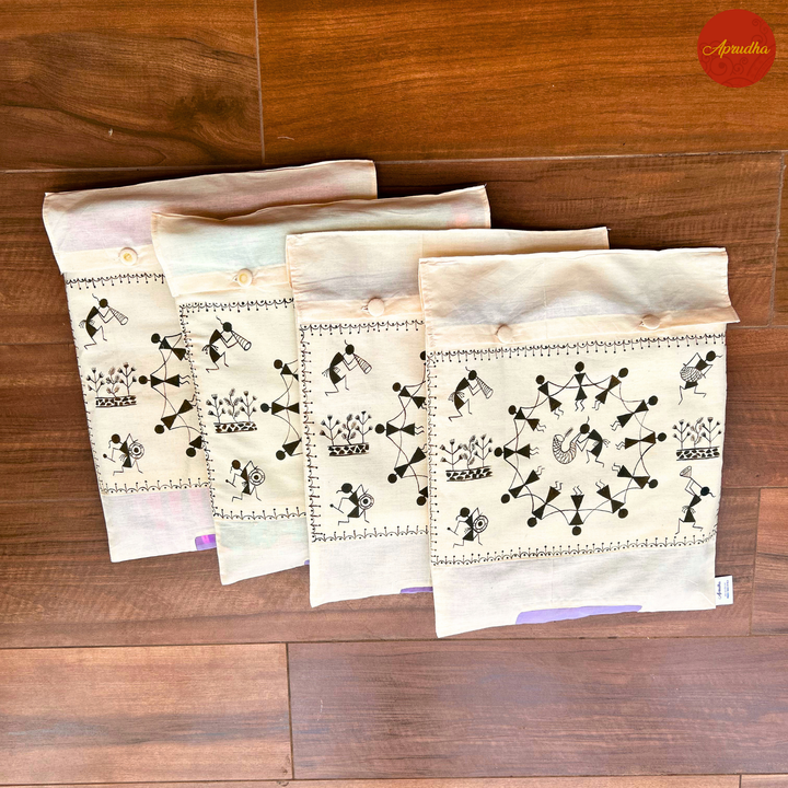 Warli Art - Aprudha Saree with Blouse Bags - Pack of 4