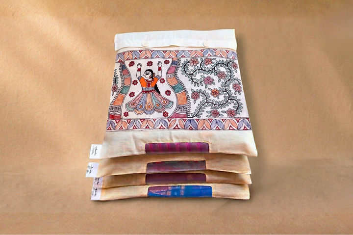 Aprudha Hand-Painted Madhubani Nayika Saree & Blouse Bag - Pack of 4