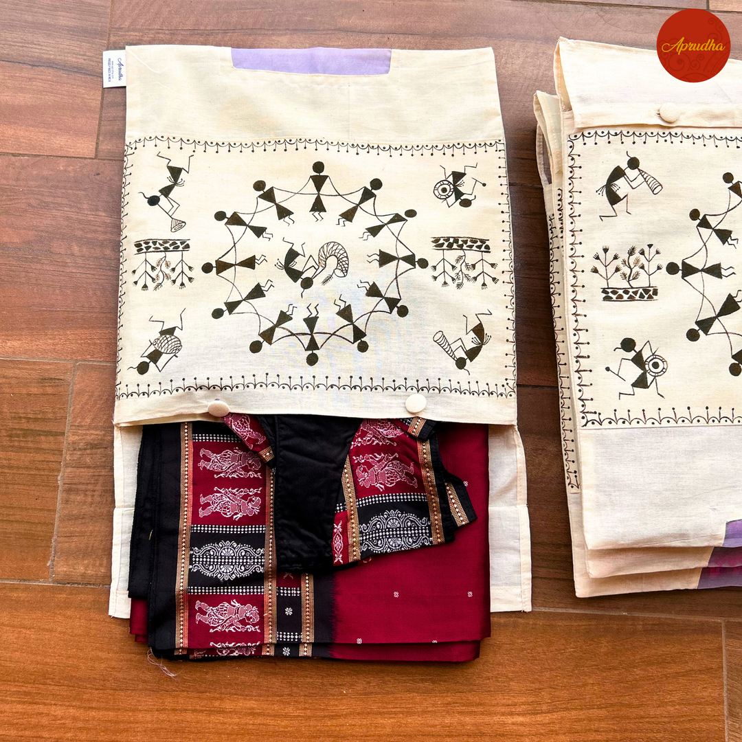 Warli Art - Aprudha Saree with Blouse Bags - Pack of 4