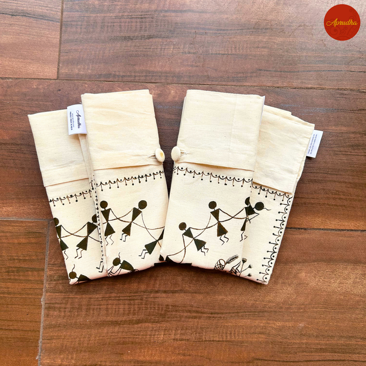 Warli Art - Aprudha Saree with Blouse Bags - Pack of 4