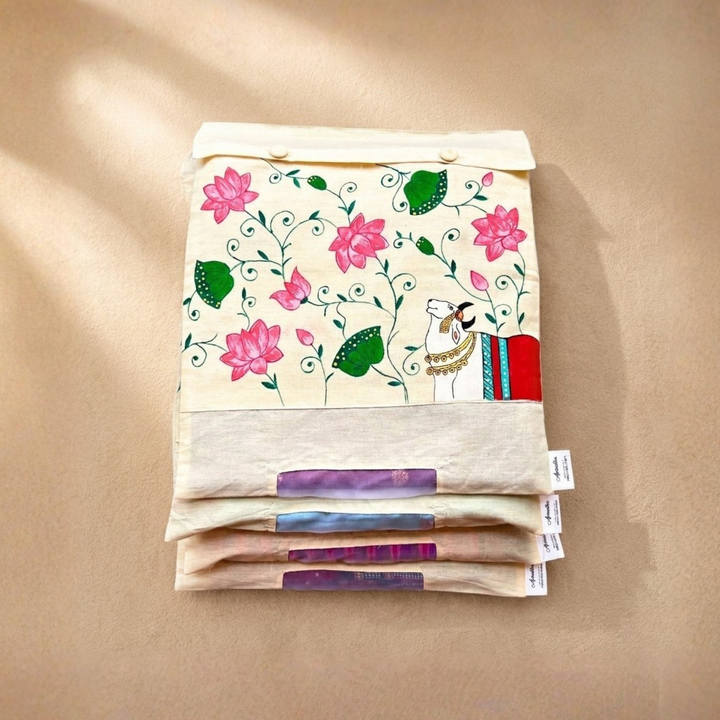 Aprudha Hand-Painted Pichwai art inspired Saree Bag - Pack of 4