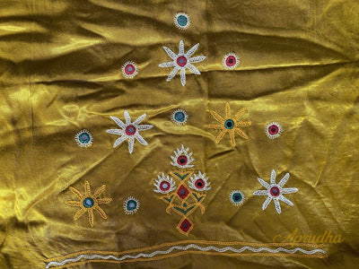Honey Yellow Mirror Hand-Embroidered Blouse Piece