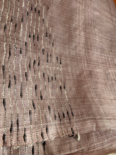 wood-brown & Beige Tussar Silk Saree