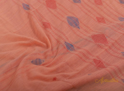 Peachy Keen Handwoven Premium Luxurious Cotton Saree - Aprudha
